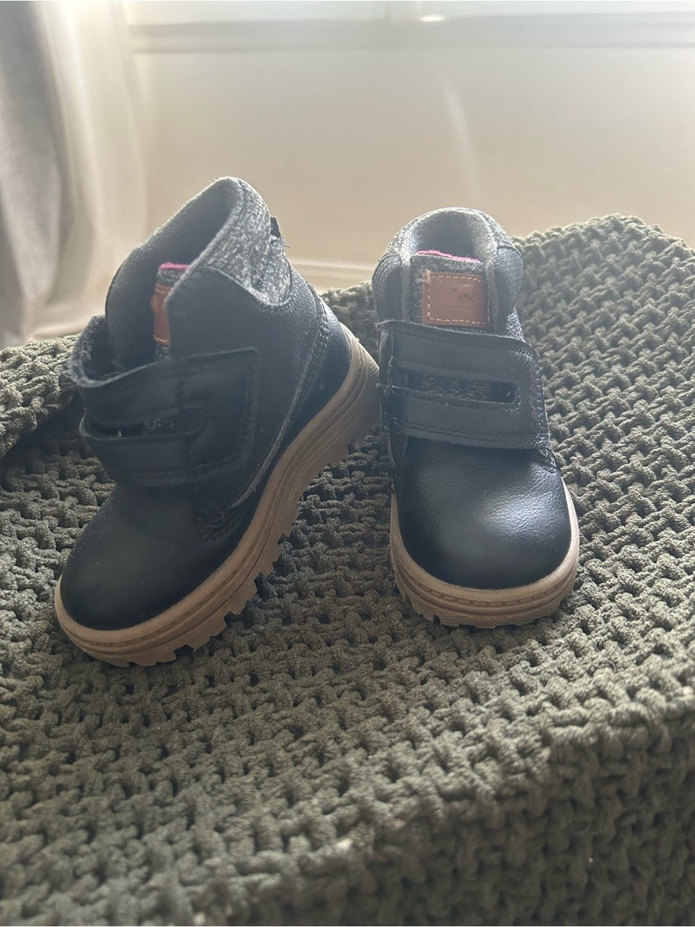 Carter's Black Kids Ankle Boots with Tan Outsole